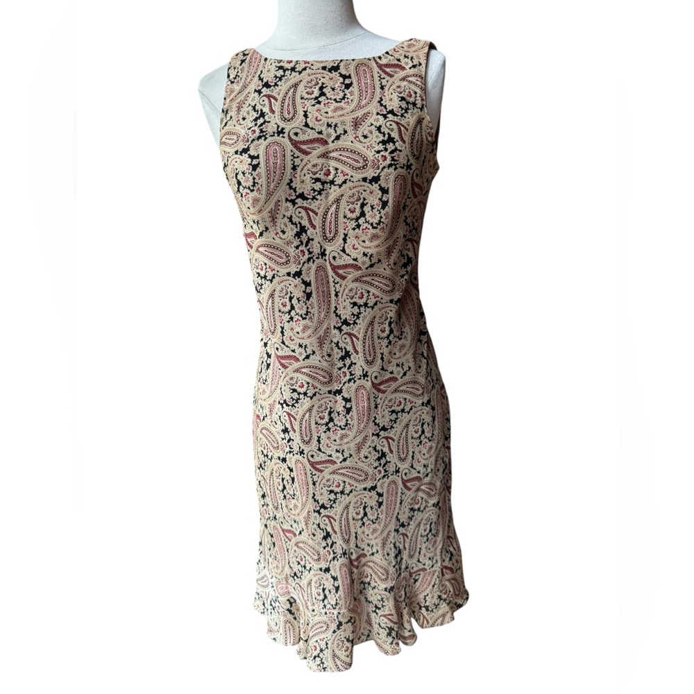 1990s Ann Taylor 100% Silk Paisley Dress